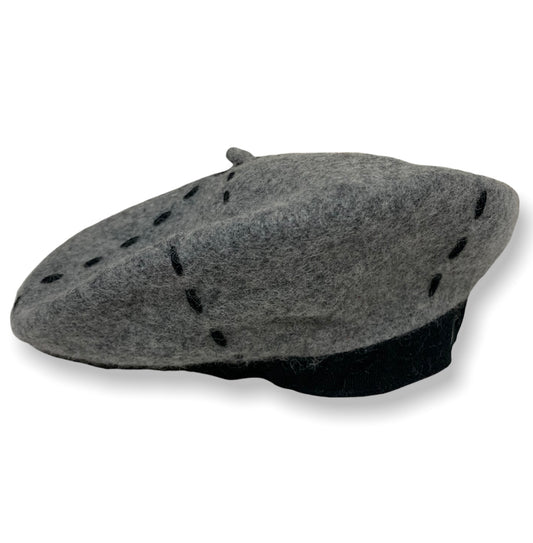 Gray and Black Wool Beret