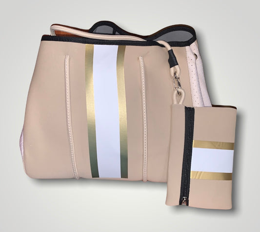 Beige Neoprene Handbag